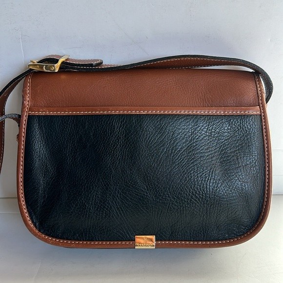 Lladro black and brown small adjustment strap crossbody leather bag purse - Picture 5 of 16